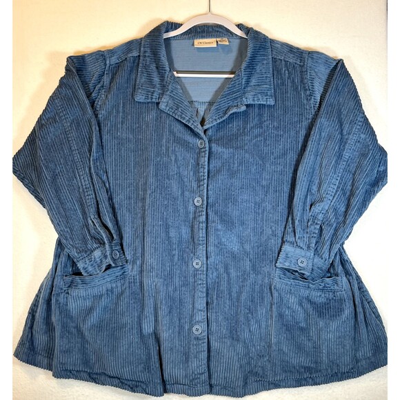 VTG CW Classics Women’s Corduroy Shirt Jacket Button Pockets Blue Plus Size 4X - Picture 2 of 7